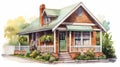 Charming Watercolor House Sketch In Artgerm Style