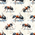 Ants Seamless Pattern Watercolor Illustration Royalty Free Stock Photo