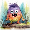 Charming watercolor monster that will capture your heart