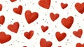 Seamless pattern of red stippled hearts and dots on a white background Royalty Free Stock Photo