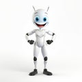 Charming White Robot Cartoon With Insect-like Features Royalty Free Stock Photo