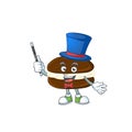 Charming whoopie pies cartoon design performance as a Magician style