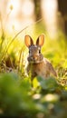 Cute Wild Rabbit in Natural Habitat, AI Generated