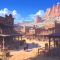 Charming Wild West Town, Sunlit Streets