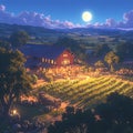 Charming Winery Farmhouse at Dusk