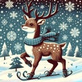 Deer Skier: Hitting the Slopes in Style Royalty Free Stock Photo