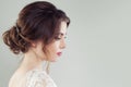 Charming woman with bridal hairstyle and hairdeco, portrait Royalty Free Stock Photo