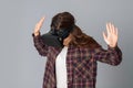 Charming woman testing virtual reality glasses Royalty Free Stock Photo