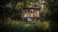 Idyllic Wooden Cottage in Tranquil Icelandic Campsite, Surrounded by Serene Forest