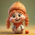 Charming Yam Cartoon Character With Carrot And Apple