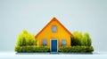 The charming yellow house surrounded by lush greenery and vibrant landscaping. AI generated image Royalty Free Stock Photo