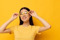 Charming young Asian woman hands gesture emotions cropped view Lifestyle unaltered Royalty Free Stock Photo