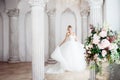 Charming young bride in luxurious wedding dress. Pretty girl, the photo Studio Royalty Free Stock Photo