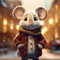 Cheerful Mouse In Fantasy Attire On City Street