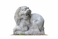 Charmingly naive stone lion isolated Royalty Free Stock Photo