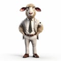 Stylish 3d Animated Sheep In A White Suit - Zack Snyder Inspired Royalty Free Stock Photo