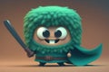 of charmWhimsical Warrior: A Pixar-Style Ninja with a Fluffy Cloak and Sweet Smile