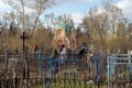 Charnelhouse of merchants Tokarev, a monument of 19th century among the graves on the Troitsk cemetery