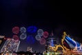 Charoen Nakhon Road,Khlong San,Bangkok,Thailand on November 11,2018:Drone Light Show in Grand Opening Ceremony as seen from River