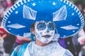 Dead charra or mariachi catrina female on day of the death festival