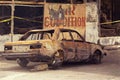 Charred car