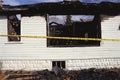 Charred condemned building