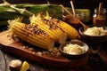 charred corn on cob with melting butter glaze