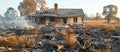 Charred House Amid Field Royalty Free Stock Photo