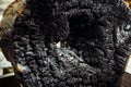 A charred log on the inside burnt Royalty Free Stock Photo