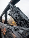Charred Remains of a Burnt Wooden Structure Royalty Free Stock Photo