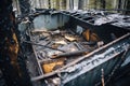 charred remains of a forest cabin