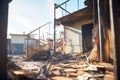 charred remains of a house postextinguishment in daylight