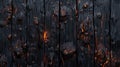 Charred wood texture featuring glowing embers for a dramatic effect. Ai Generated Royalty Free Stock Photo