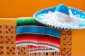 Charro mariachi blue mexican hat serape poncho