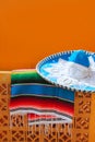 Charro mariachi blue mexican hat serape poncho