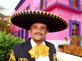 Charro mexican Mariachi portrait in pink house