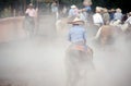 Charros Mexican horsemen in dusty arena, TX, US Royalty Free Stock Photo