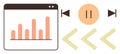 Chart Analysis Window With Playback Controls And Navigation Arrows Theme Royalty Free Stock Photo