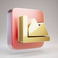 Chart Area icon. Golden Chart Area symbol on red matte gold plate