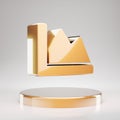 Chart Area icon. Yellow Gold Chart Area symbol on golden podium