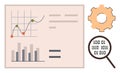 Data Analysis Concept with Charts, Binary Code, and Gear Representing Processes and Technology Royalty Free Stock Photo