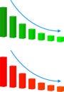 Chart with bars declining raster icon. Decrease sign icon. Finance graph symbol.