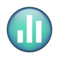 Chart bars symbol. Data analysis icon. Business graph Vector image. Blue green button. Royalty Free Stock Photo