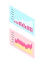 Chart with Columns and Numbers on Rectangle Vector