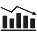 Chart decline icon. Business loss symbol. Vector trend design. Black background shape. Royalty Free Stock Photo
