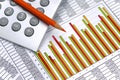 Chart of exchange market with data on table sheet Royalty Free Stock Photo