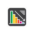 Chart goes down colorful icon, vector flat sign. Royalty Free Stock Photo