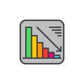 Chart goes down filled outline icon, Negative dynamic vector sign Royalty Free Stock Photo