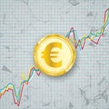 Chart Golden Euro Coin Digital Network Connected Dots Royalty Free Stock Photo