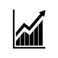 Chart graph. Black Icon graph growth arrow. Hologram positive percentage. Growth direction business. Analysis information forecast Royalty Free Stock Photo